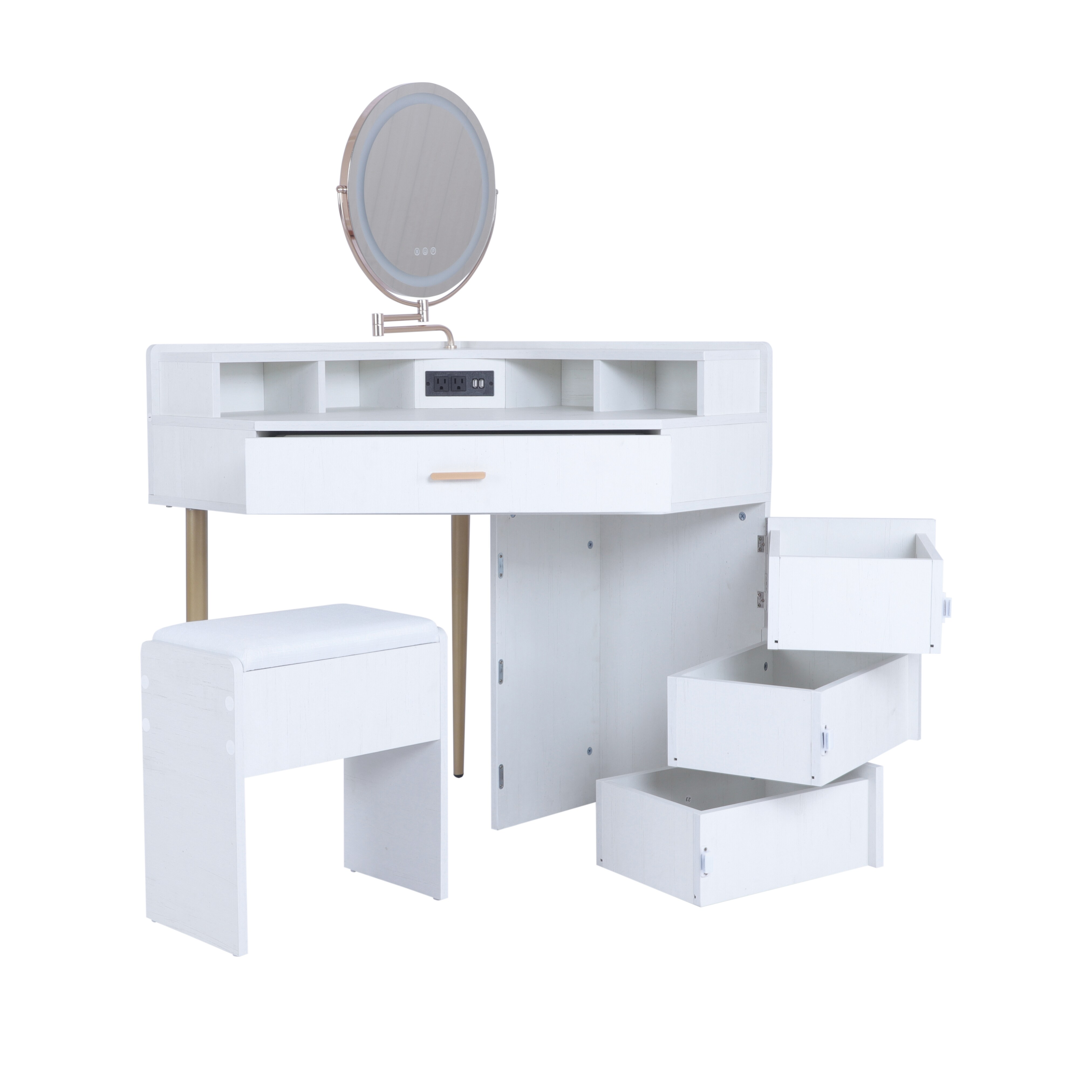 White Dressing Stool + Dresser Set White Dressing Stool + Dresser Set